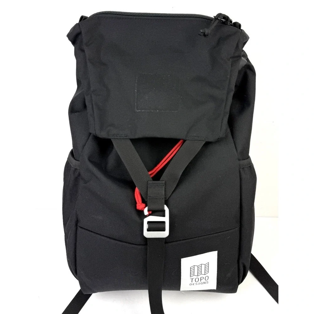 Topo Designs Y Pack Backpack Black Canvas Hiking Travel Rucksack New READ